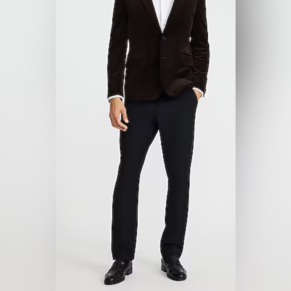 Express Mens Slim Black Wool-Blend Washable Modern Tech Suit Pant 36x34